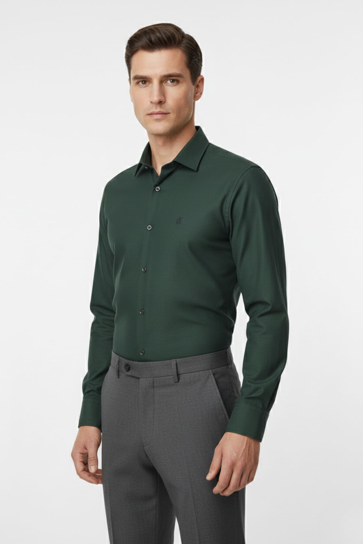 Camisa Manga Longa Custom Verde Musgo - Hover